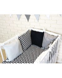 La bebe™ Cotton Borders Set 8 Art.104825 Black&amp;White Комплект постельного белья из 8 частей