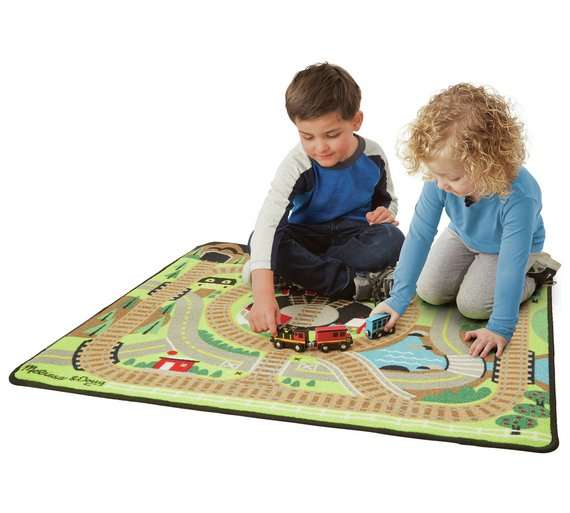 Melissa&amp;Doug Train Rug Art.19554 Детский коврик для игр с паравозиком 91x100см