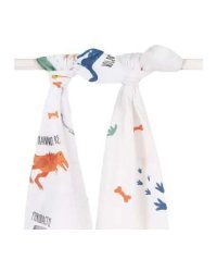 Jollein Muslin Dinosaur Art.535­-852-­65312 Высококачественная муслиновая пелёнка из бамбука, 2 шт. (115x115 см)