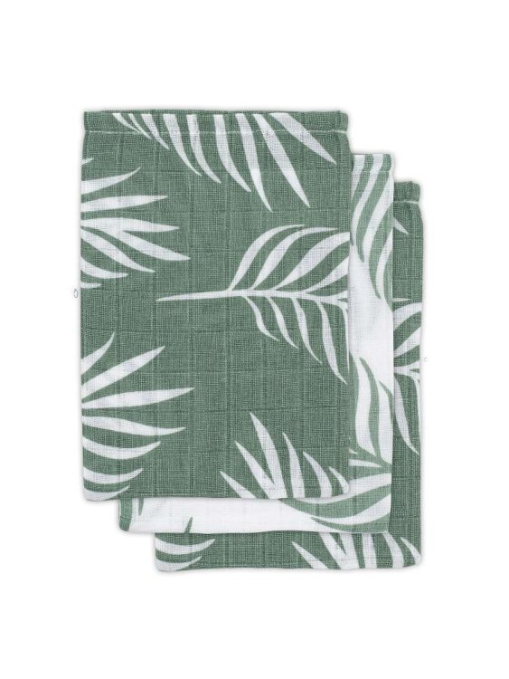 Jollein Muslin Face Ash Green Art.536-­848­-65313 Высококачественная муслиновая пелёнка для лица, 3 шт. (15х21 см)