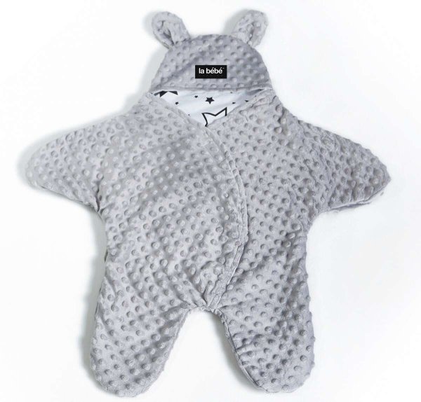 La bebe™ Minky+Cotton Art.104790 Grey Комбинезон для малыша (конвертик) в автокресло или коляску с ручками и ножками