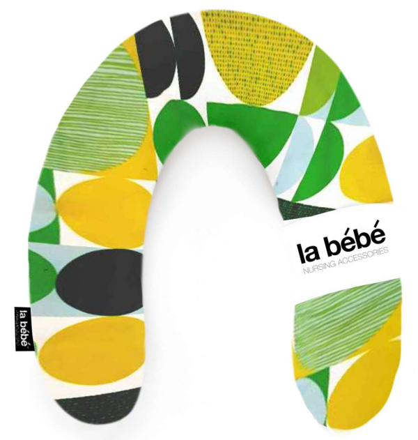 La Bebe™ Rich Cotton Nursing Maternity Pillow Art.49550 Green&amp;yellow circles Подковка для сна, кормления малыша, 34x104 cm