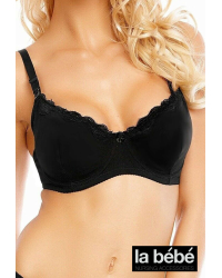 La Bebe™ Boutique Lingerie Basic Cotton Art.31284 Black Бюстгальтер для кормления с отстёгивающейся плотной чашкой и стабильной поддержкой груди