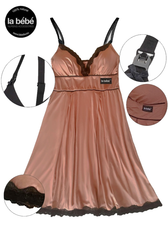 La Bebe™ Nursing Cotton Mia Art.133505 Toffee Ночная сорочка (ночнушка) для беременных и кормящих