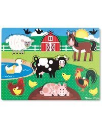 Melissa&amp;Doug Puzzles Farm Animals Art.19050 Деревянный развивающий пазл для малышей Ферма