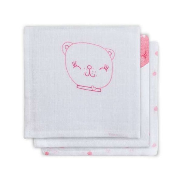 Jollein Muslin Face Funny Bear Art.536-848-65113 Высококачественная муслиновая пелёнка из бамбука для лица, 3 шт. (15x21см)