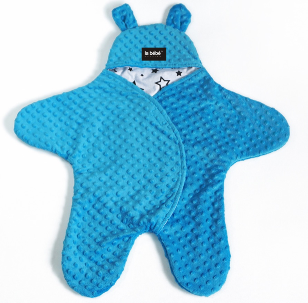 La bebe™ Minky+Cotton Art.104793 Blue Комбинезон для малыша (конвертик) в автокресло или коляску с ручками и ножками