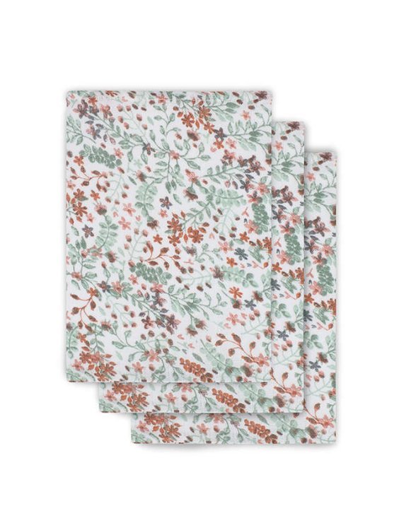 Jollein Muslin Face Bloom Art.536­-848­-65348 Высококачественная муслиновая пелёнка для лица, 3 шт. (15х21 см)