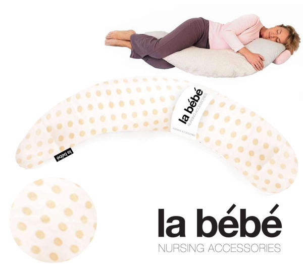 La Bebe™ Moon Maternity Pillow Art.89571 Beige Dots Большая подушка для беременных с наполнителем из Memory Foam (особенно мягкий и тихий наполнитель)185см