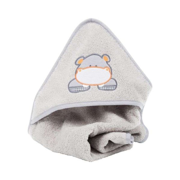 Fillikid Hippo Art.1032-07 Grey Махровое полотенце с капюшоном 75 х 75 см