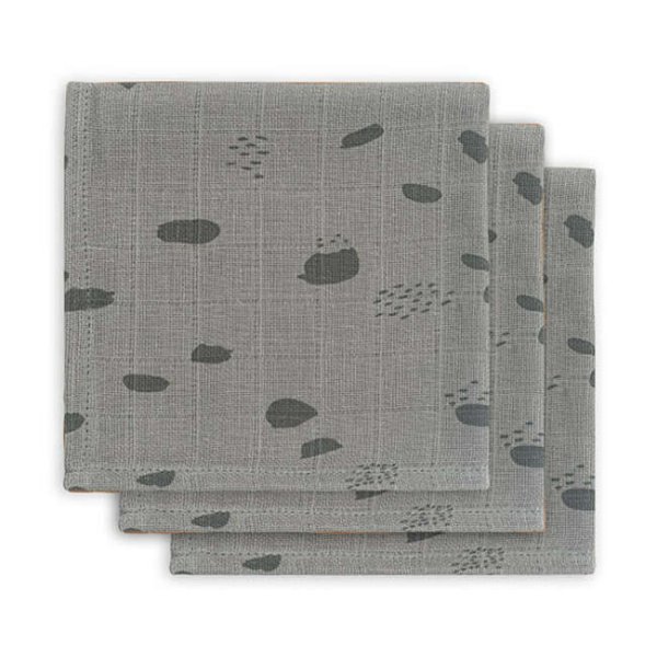 Jollein Muslin Spot Grey Art.535-­855­-65347 Высококачественная муслиновая пелёнка из бамбука, 3 шт. (70x70 см)