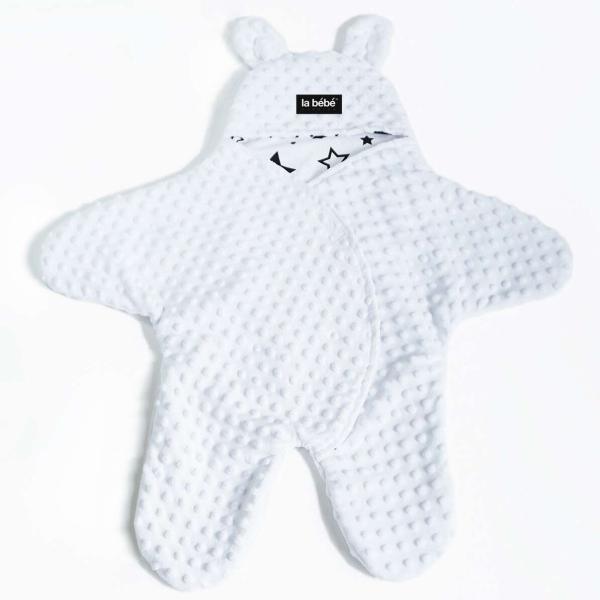 La bebe™ Minky+Cotton Art.104794 White Комбинезон для малыша (конвертик) в автокресло или коляску с ручками и ножками