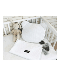 La bebe™ Waffle Set Art.933832 White Хлопковый пледик + подушка 100x75 cm