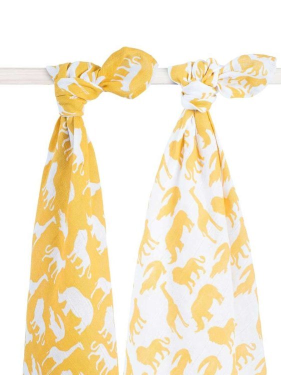 Jollein Muslin Safari Art.535­-852-­65202 Высококачественная муслиновая пелёнка из бамбука, 2 шт. (115x115 см)