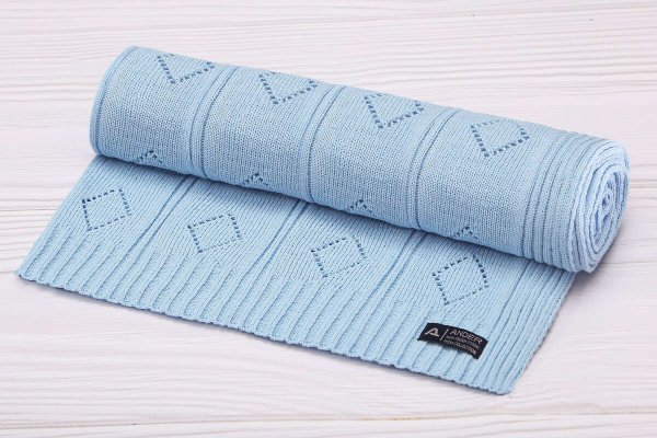Kids Blanket Cotton Art.P001 Blue Детское одеяло/плед из натурального хлопка 100х150см