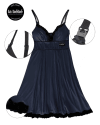 La Bebe™ Nursing Cotton Mia Art.119135 Navy Blue Ночнушка для беременных и кормящих