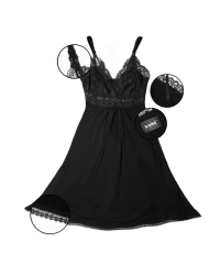 La Bebe™ Nursing Eclipse Cotton Art.93905 Black Ночнушка для беременных и кормящих