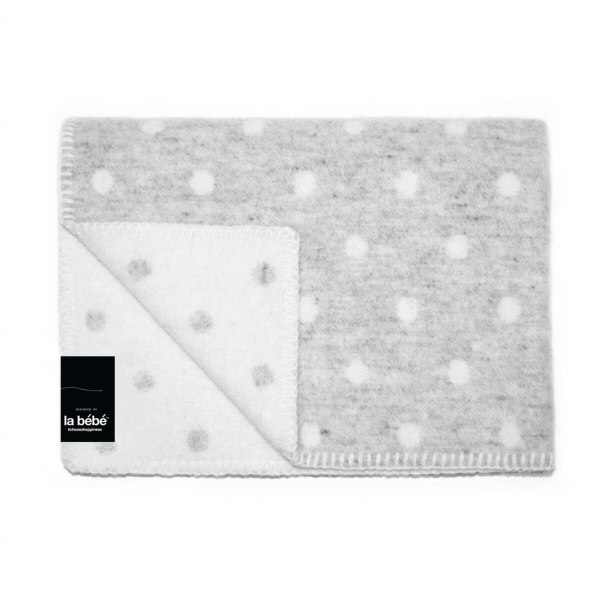 La bebe™ Lamb wool Art.77005 Grey dots Детское шерстяное одеяло/плед из мягкой шерсти (New Zealand wool), 100х140 см