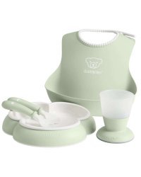 Babybjorn Dinner Set Art.070061 Powder Green Комплект столовых принадлежностей (5шт.)