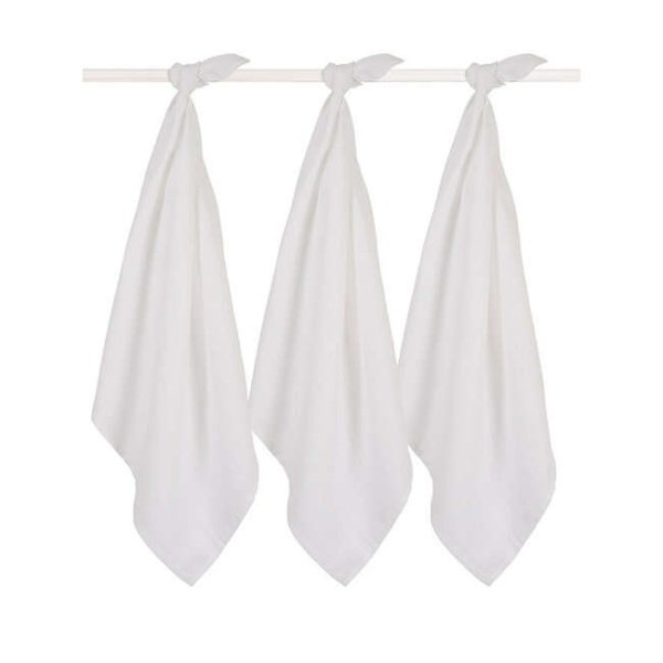 Jollein Muslin White Art.535­-855­-00001 Высококачественная муслиновая пелёнка из бамбука, 3 шт. (70x70 см)