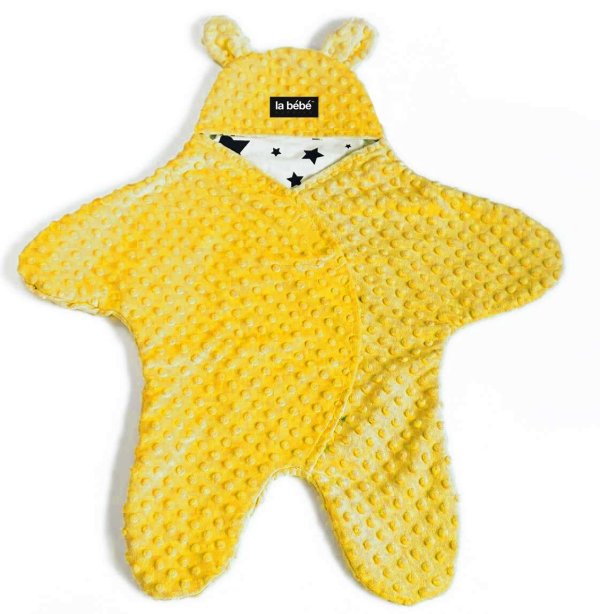 La bebe™ Minky+Cotton Art.104797 Yellow Комбинезон для малыша (конвертик) в автокресло или коляску с ручками и ножками