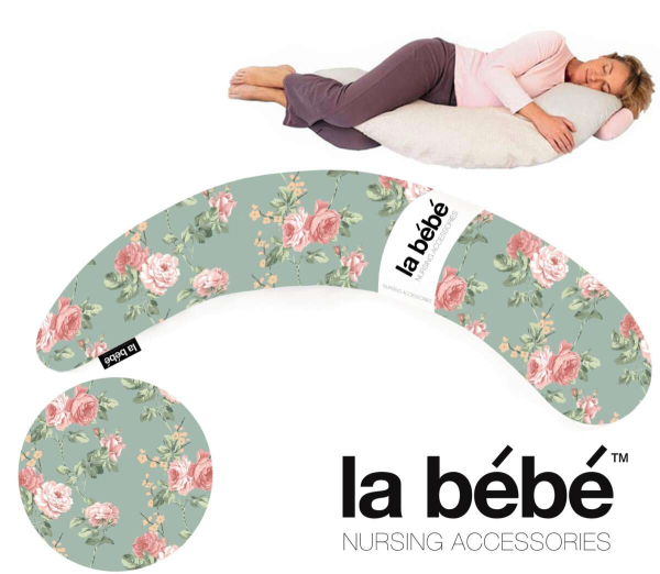 La Bebe™ Moon Maternity Pillow Art.3102 Roses Grey Большая подушка для беременных с наполнителем из Memory Foam (особенно мягкий и тихий наполнитель) 185cm