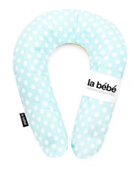 La Bebe™ Snug Art.85708 Nursing Maternity Pillow Mint Dots Подковка для сна, кормления малыша 20*70cm из натурального 100% льна