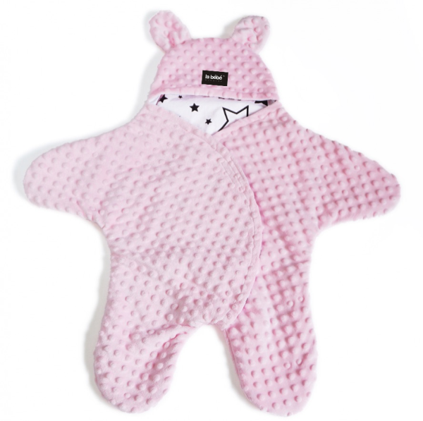 La bebe™ Minky+Cotton Art.104788 Pink Комбинезон для малыша (конвертик) в автокресло или коляску с ручками и ножками