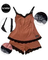 La bebe™ Maternity Cotton Lola Art.86290 Toffee Пижама (майка+шорты) для беременных и кормящих мамочек