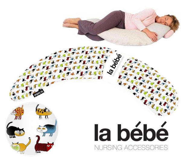 La Bebe™ Moon Maternity Pillow Art.12609 Cats Liels spilvens grūtniecēm ar memory foam (īpaši mīksts un kluss pildījums, kas pielagojas ķermenim) 185cm