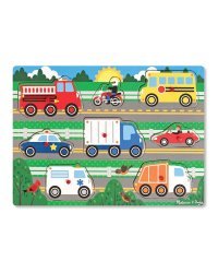 Melissa&amp;Doug Puzzles Vehicles Art.19051 Деревянный развивающий пазл для малышей Машинки