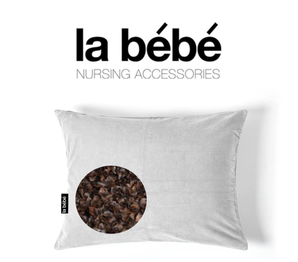 La bebe™ Pillow Eco Green 40x60 Art.7310 Beige/Grey Подушка из мягкой мебельной ткани VELVET на молнии с наполнение из гречневой шелухи с дополнительным внутренним чехлом из хлопка 40x60см