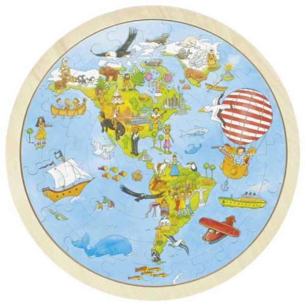 Goki Puzzle World Tour Art.57479 Деревянный пазл -Мировой тур