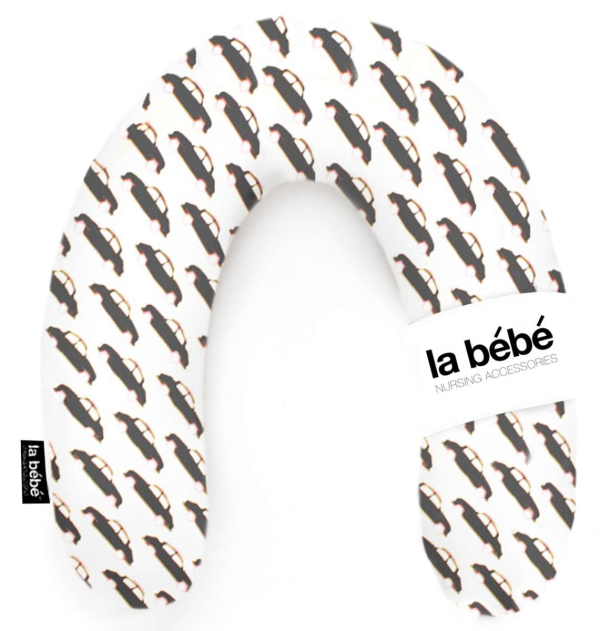 La Bebe™ Rich Maternity Pillow Art.85510 Cars Black-Pink/White Подковка для сна, кормления малыша 30x104 cm