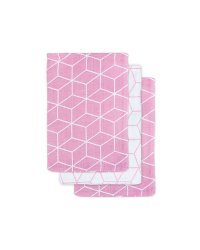 Jollein Muslin Face Graphic Mauve Art.536-848-65119 Высококачественная муслиновая пелёнка из хлопка для лица, 3 шт. (15x21)