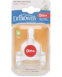 Dr.Browns Wide Neck Art.352-INTL Силиконовые соски для бутылочек c регулируемой скоростью течения от 0m+ мес. (2 шт.)