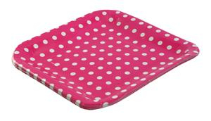 Тарелки  10 шт. (0.126 кг.) - розовые в  горошек 