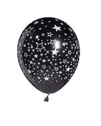 Черные шары со звездами - 6 шт.