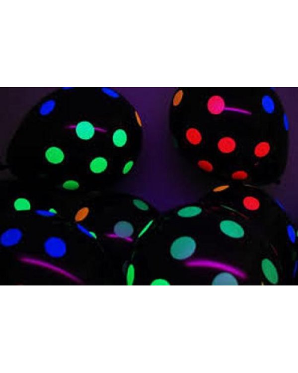 Черные воздушные шары в  горошек - 6 шт. 