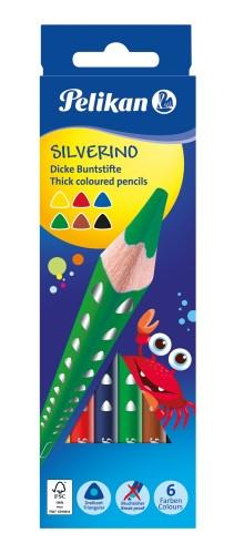 6 цветных карандашей Pelikan Silverine жире