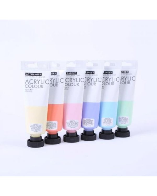 Akrila krāsa 75ml pastel  komplekts 6 krāsas