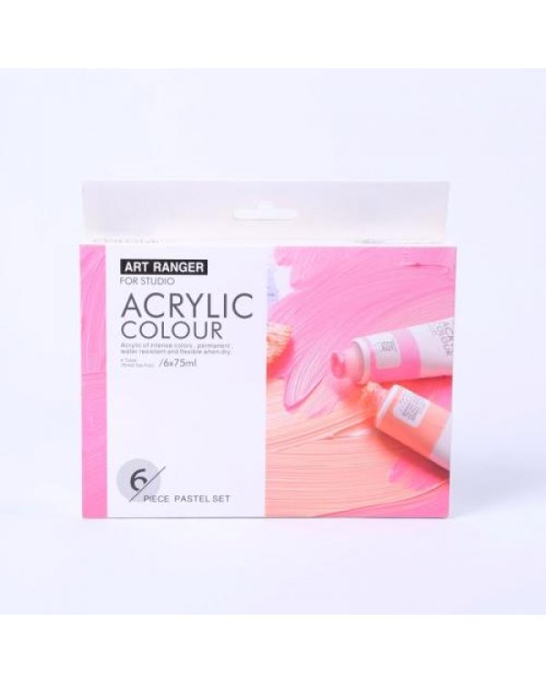 Akrila krāsa 75ml pastel  komplekts 6 krāsas