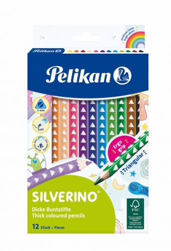 12 цветных карандашей Pelikan Silverine жире