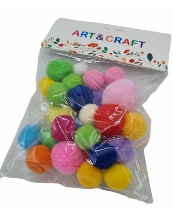 pomponi mix no 1-3cm krāsaini