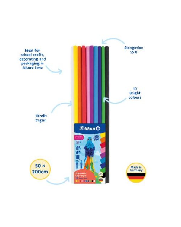 Kreppapīru komplekts 10 krāsas  Pelikan