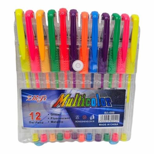 Gēla pildspalvas komplekts 12 krāsu neona Multicolor