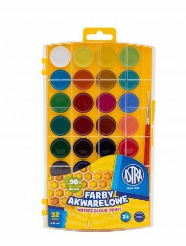 Akvareļkrāsas 32kr. medus Astra