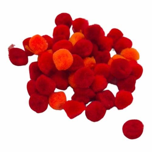 pomponi mix no 1-2.5cm SARKANI ORANŽI