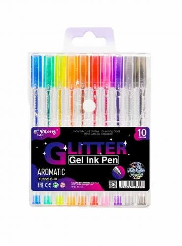Pildspalvas  Glitter gēla 10 krāsu komplekts Yalong YL222618-10