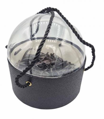 Dāvanu kaste 16cm melna ar kupolu